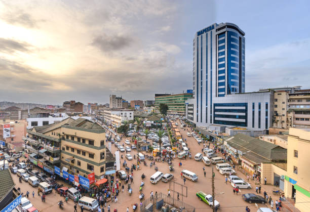 Kampala city, downtown A view of Kampala downtown, where most business happens. This is Kampala's most populated area. uganda stock pictures, royalty-free photos & images