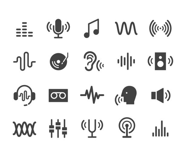 звуковые иконки - классическая серия - wave pattern audio stock illustrations