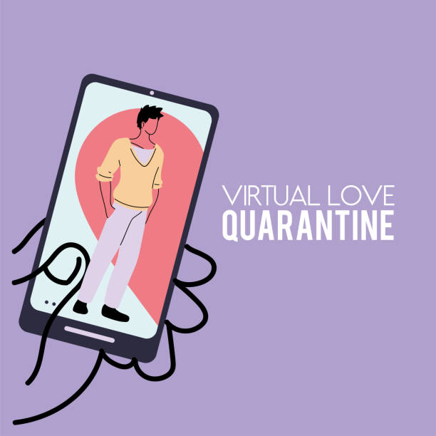 istock couple in love on the smartphone screen in quarantine times 1256874842