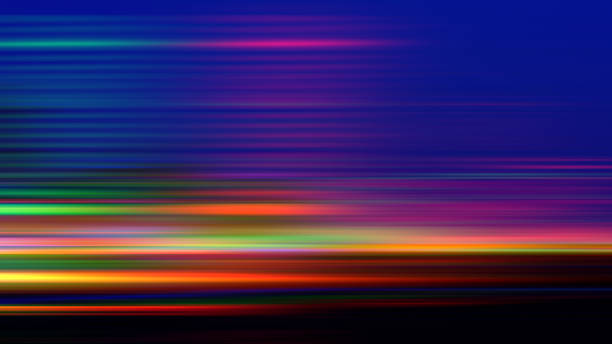 абстрактная скорость фон неон красочные градиент темный спектр зажигания движения шаблон светлый трейл оранжевый черный зеленый фиолетов - время летит стоковые фото и изображения