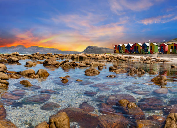 istock Muizenberg beach huts wooden cabins on indian ocean 1256875953
