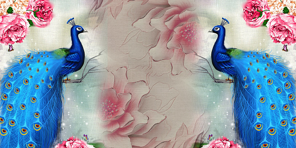 3d frames 3 pieces panels collage with beautiful background on wall with colored painted peacock and flowers and butterfly for interior decor\t\ntableau, peacock, 3d background, 3d flower, 3d illustration, 3d wall art, 3d wallpaper, abstract, art, background, beautiful, blue, botanical, bouquet, decoration, design, drawing, fabric, flora, floral, flower, garden, graphic, holiday, illustration, leaf, nature, ornament, pattern, peacock feather, pink, pink flower isolated, plant, seamless, spring, summer, textile, texture, vintage, wallpaper, watercolor, white