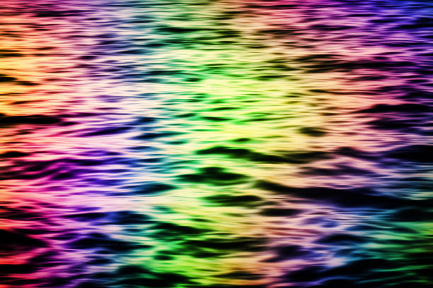 neon regenbogen rippled wave textur fluoreszierend glänzend muster zünden spektrum hintergrund lange belichtung - saturated color audio stock-fotos und bilder