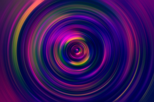 Colorido concéntrico neon círculo giro patrón anillo brillante holograma fluorescente color vértigo brillante fondo que enciende textura vibrante primer plano photo