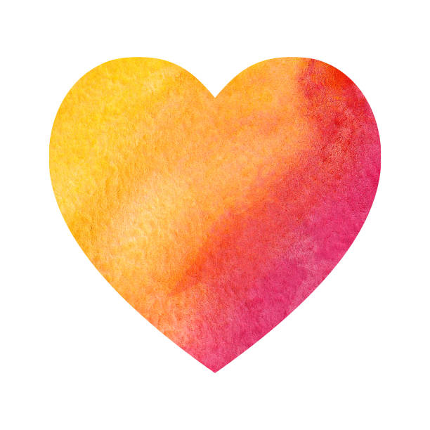 istock Watercolor yellow red heart background. Heart watercolor background. 1256885746