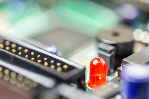 istock Abstract of modern electronic circuit board, concept of electronics industrial 1256887574
