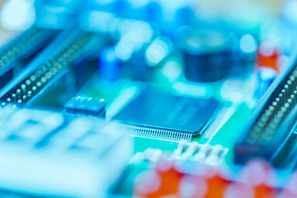 istock Abstract of modern electronic circuit board, concept of electronics industrial 1256887575