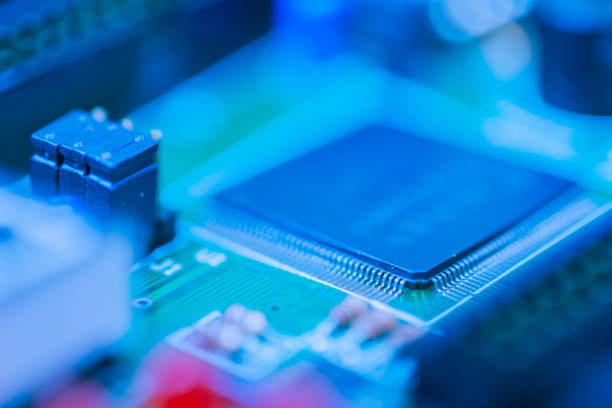 istock Abstract of modern electronic circuit board, concept of electronics industrial 1256887599