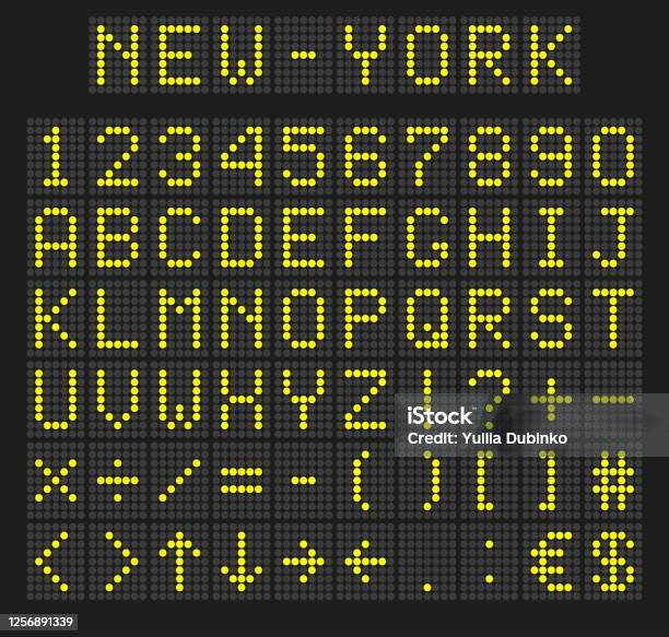 Certifikat efterskrift Ydeevne Led Display Font Digital Scoreboard Alphabet Electronic Sign Numbers And  Airport Electric Screen Letters Vector Set Stock Illustration - Download  Image Now - iStock