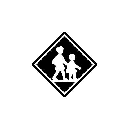 Children Crossing Vector Icon. Isolated School Crossing Road Sign Flat Icon