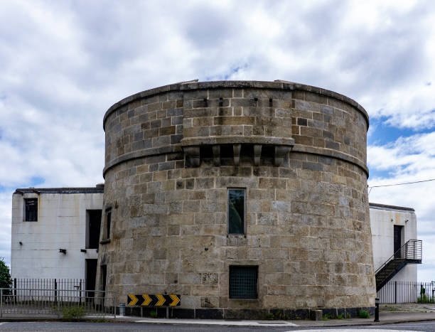 the martello tower in sandymount, dublin, ireland. - martello towers imagens e fotografias de stock