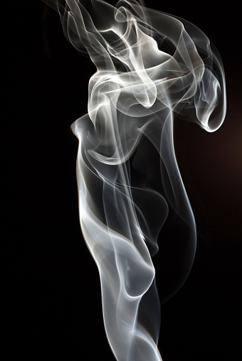 Grey Smoke On A Black Background The Figure Of A Girl Stock Photo -  Download Image Now - iStock