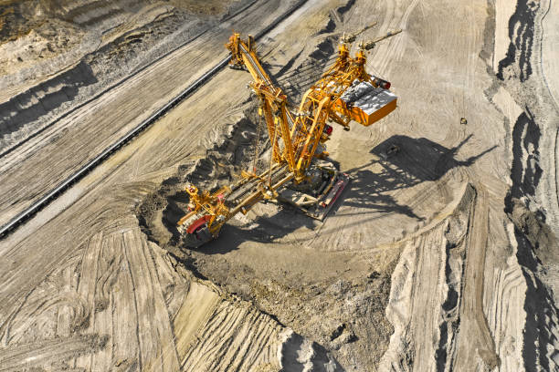 istock Bucket-wheel excavator for surface mining in a lignite quarry, Heavy industry. 1256896159