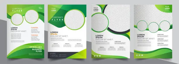 Vector illustration of Vector eco flyer, poster, brochure, magazine cover template. Modern green leaf, environment design. - Vector