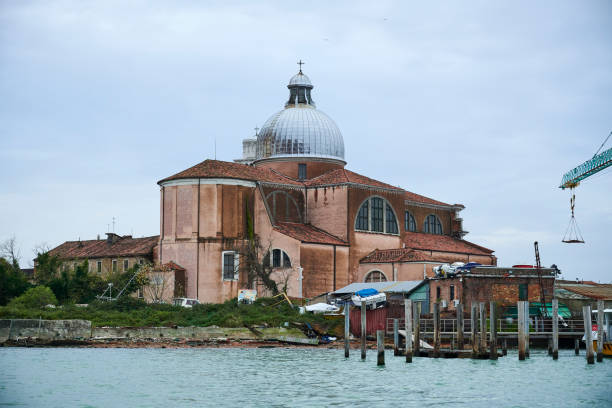 The Basilica of St Peter of Castello seen from the lagoon. Castello Quarter. Venezia. Veneto. Italy.