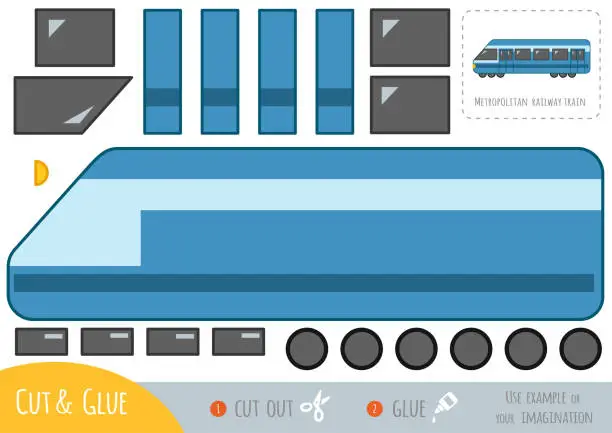 Vector illustration of Education paper game for children, Metropolitan railway train