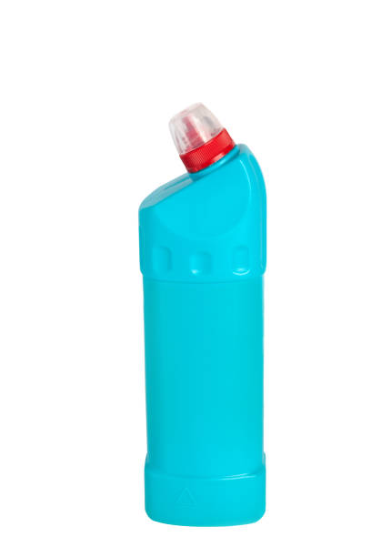 istock Toilet cleaner blue bottle isolated on white background 1256904448
