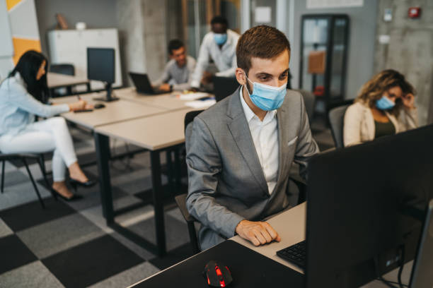 istock Day at work in pandemic conditions 1256906040