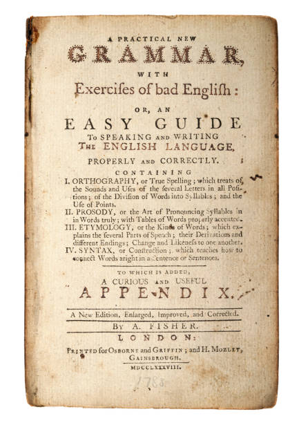 istock Old page from English grammar book, 18th Century 1256909751