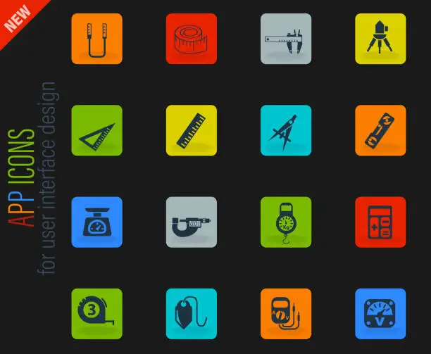 Vector illustration of measuring tools icon set
