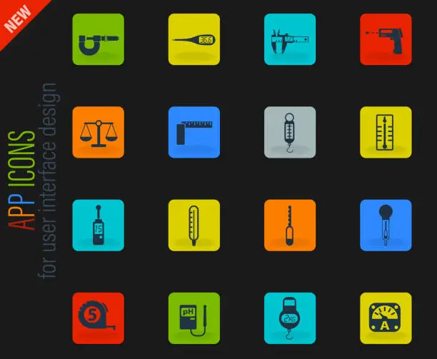 Vector illustration of measuring tools icon set