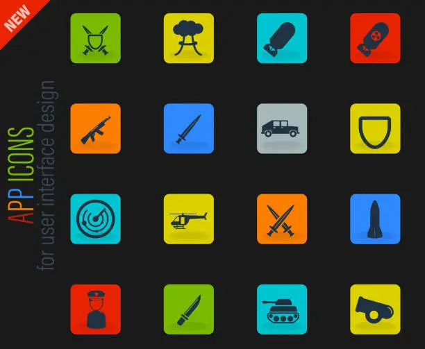 Vector illustration of Military simply icons