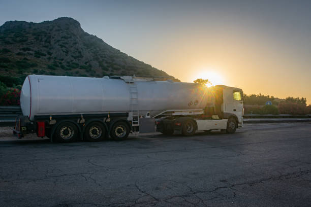 istock Tanker truck with dangerous goods 1256912146