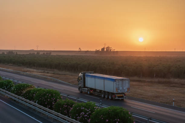 istock Truck with tipping trailer 1256912451