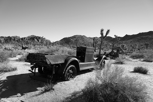 Decaying truck in the desert of Joshua Tree National Park