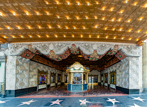 Los Angeles, USA - March 5, 2019:  : El Capitan Theater in Hollywood. El Capitan Theatre is a fully restored movie palace at 6838 Hollywood Boulevard in Hollywood.district is a famous tourist attraction.