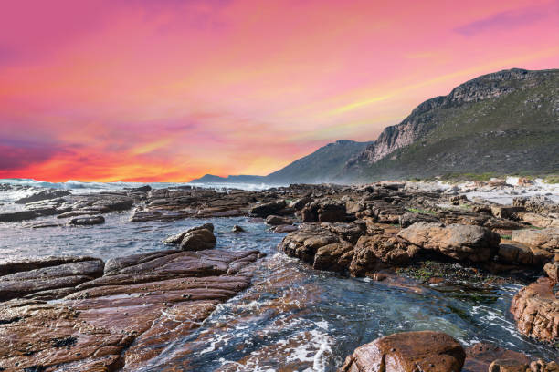 Rocky beach of Scarborough at twiligh Rocky beach of Scarborough at twilight in Cape Town South Africa kommetjie stock pictures, royalty-free photos & images