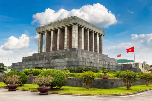 Ho Chi Minh Mausoleum in Hanoi, Vietnam in a summer day