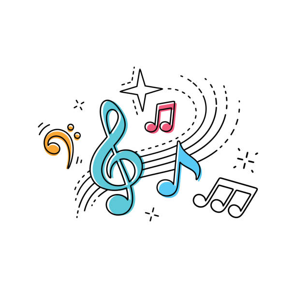 illustrazioni stock, clip art, cartoni animati e icone di tendenza di treble clef note musicali t-shirt design - simbolo musicale