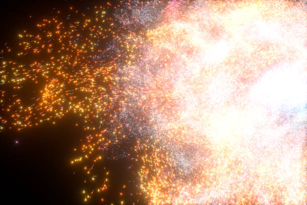 istock Glowing shiny sparkles with black background, 3d rendering. 1256939831