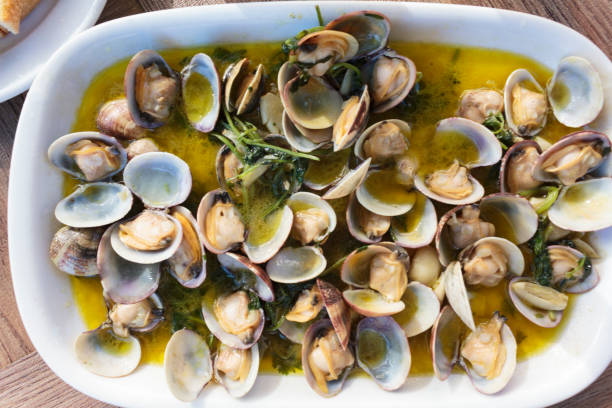 istock Top view of delicious cooked Clams 1256942747