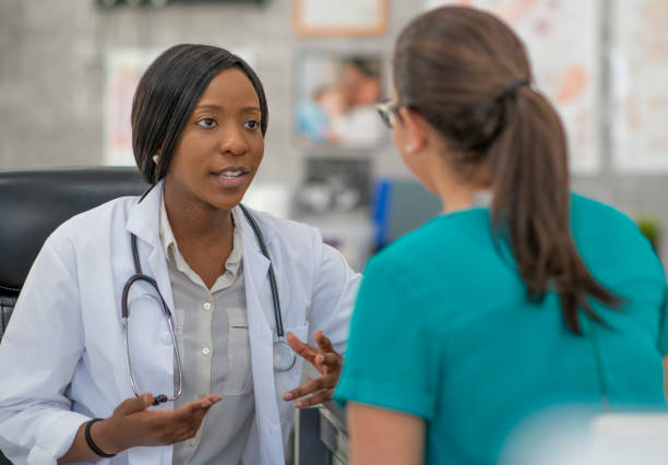istock Woman has medical appointment 1256944436