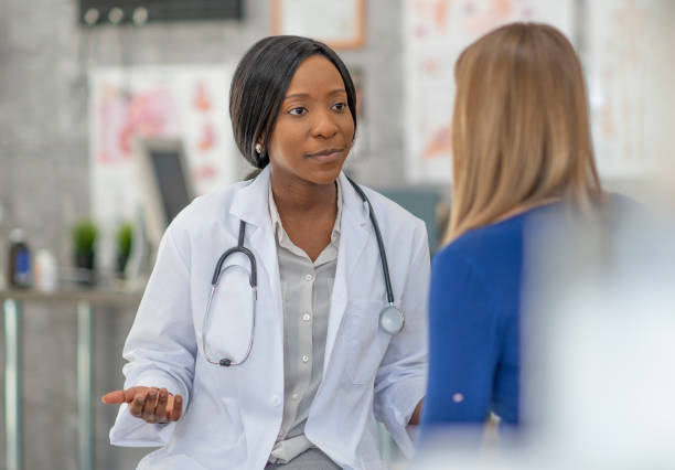 istock Woman has medical appointment 1256944447