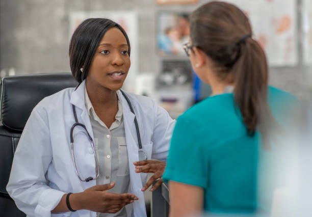 istock Woman has medical appointment 1256944454