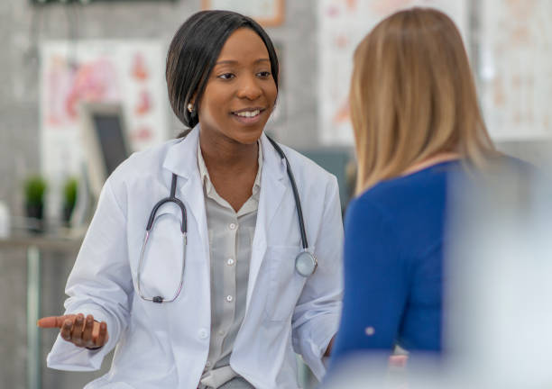 istock Woman has medical appointment 1256944456