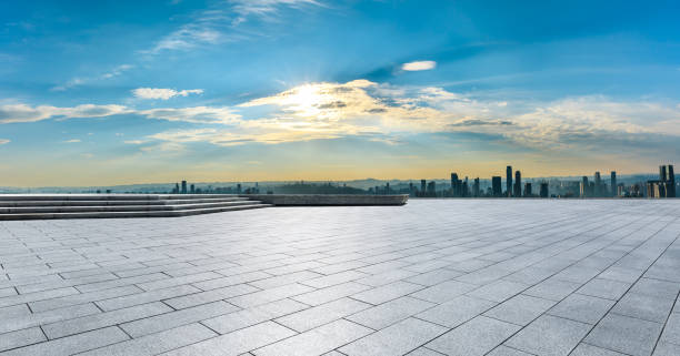 istock Empty square floor and chongqing skyline with buildings,China. 1256953124