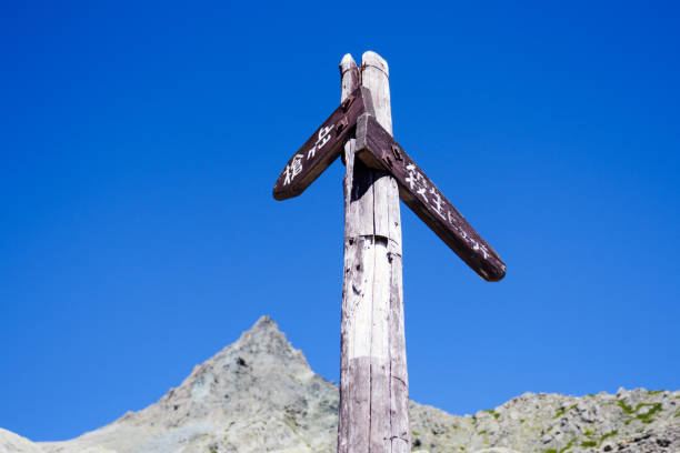 istock Guide sign pointing the direction of Mt.Yarigatake 1256954004