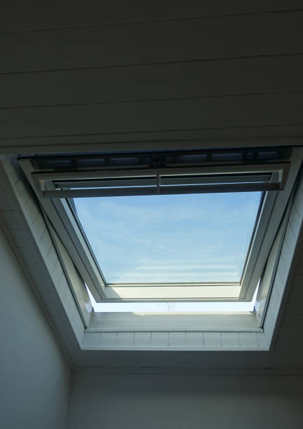 istock Wooden roof window  House interior 1256962841