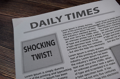 Daily Times text in headline isolated on white background. Newspaper concept