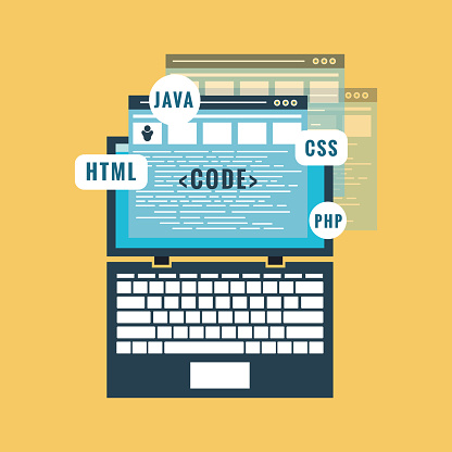 Ilustración de Concepto De Desarrollo Web Programación Y Codificación y ...