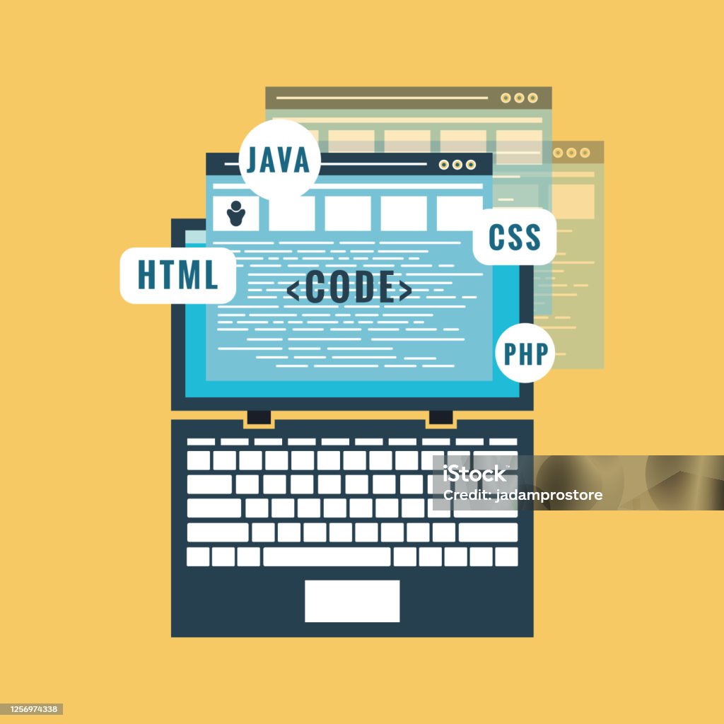 Web Development Concept Programming And Coding Stock Illustration ...