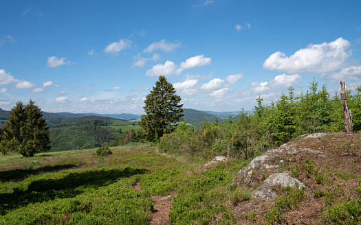 Panoramic landscape of National Park 'Kalte Kirche' close to Schmallenberg, Sauerland, Germany