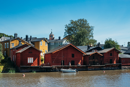Beautiful city landscape at summer day in Porvoo, Finland