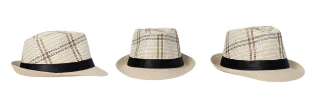 istock Set of straw hat isolated on white background. 1256978965