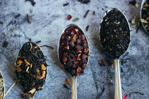 istock Various types of herbal tea in spoons. Spoons with dry tea leaves 1256979134
