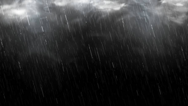 ilustraciones, imágenes clip art, dibujos animados e iconos de stock de gotas de lluvia que caen aisladas sobre fondo negro - weather cloud window rain